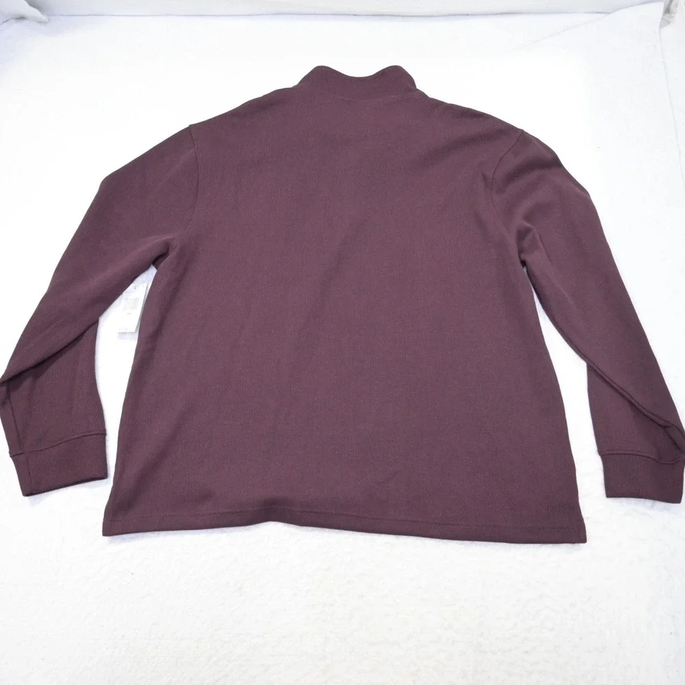 Chaps 1/4 Zip Pullover Sweater Dark Red Long Sleeve Pullover Mens 2XB BIG NEW